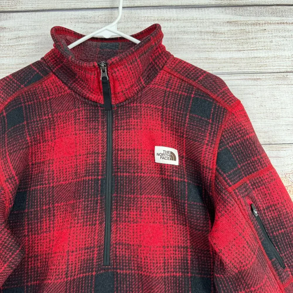 The North Face Gordon Lyons Novelty‎ 1/4 Zip Pullover Mens Medium Red Black